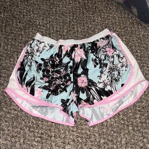 Nike Black and Pink Floral Women's Athletic Shorts